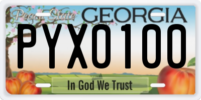 GA license plate PYX0100
