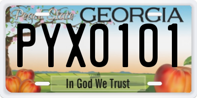 GA license plate PYX0101