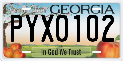 GA license plate PYX0102