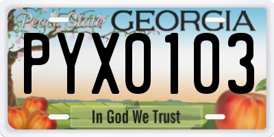 GA license plate PYX0103