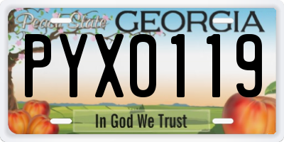 GA license plate PYX0119