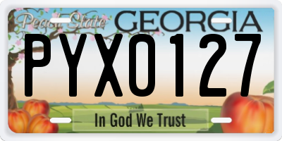 GA license plate PYX0127