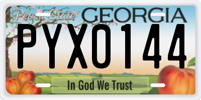 GA license plate PYX0144