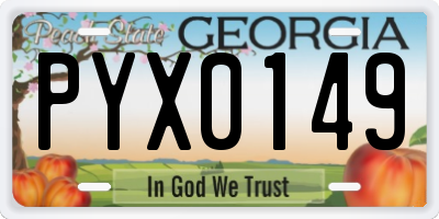 GA license plate PYX0149