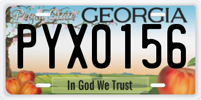 GA license plate PYX0156