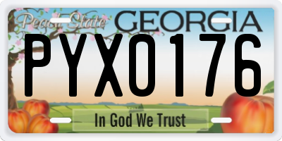GA license plate PYX0176
