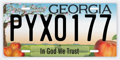 GA license plate PYX0177