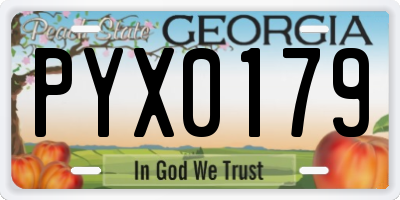 GA license plate PYX0179