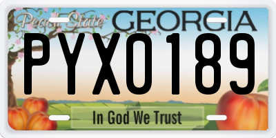 GA license plate PYX0189