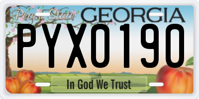 GA license plate PYX0190