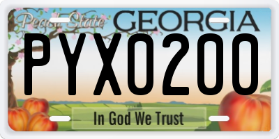 GA license plate PYX0200