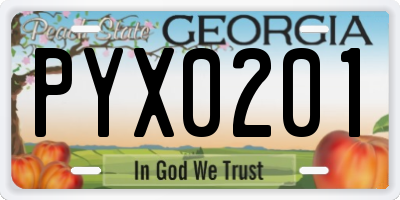 GA license plate PYX0201
