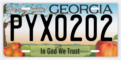 GA license plate PYX0202