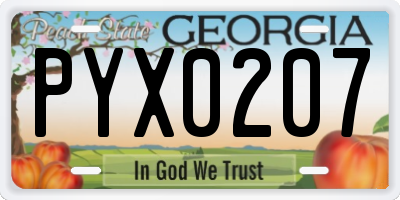GA license plate PYX0207