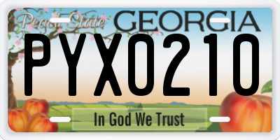 GA license plate PYX0210