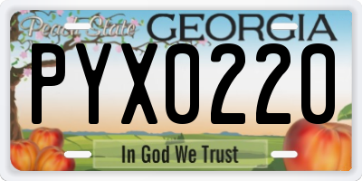 GA license plate PYX0220