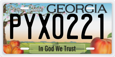 GA license plate PYX0221