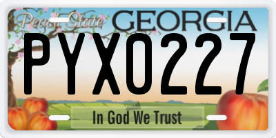 GA license plate PYX0227