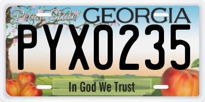 GA license plate PYX0235