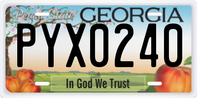 GA license plate PYX0240