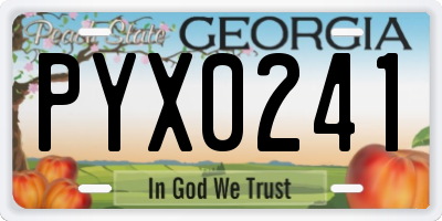 GA license plate PYX0241