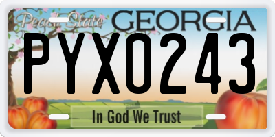 GA license plate PYX0243