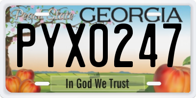GA license plate PYX0247
