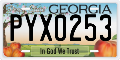 GA license plate PYX0253
