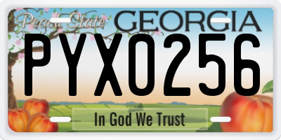 GA license plate PYX0256