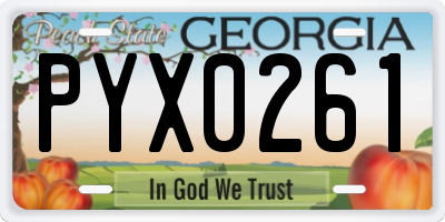 GA license plate PYX0261