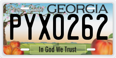 GA license plate PYX0262