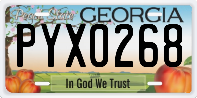 GA license plate PYX0268