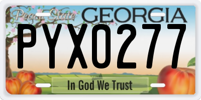 GA license plate PYX0277