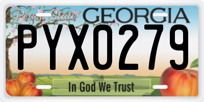 GA license plate PYX0279