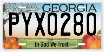 GA license plate PYX0280