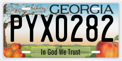 GA license plate PYX0282