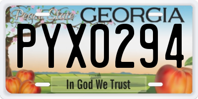 GA license plate PYX0294