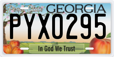 GA license plate PYX0295
