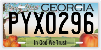 GA license plate PYX0296