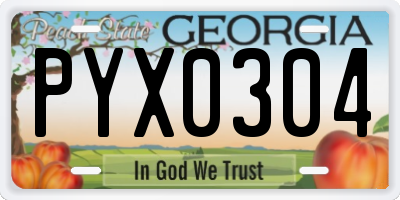 GA license plate PYX0304