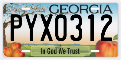 GA license plate PYX0312
