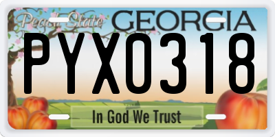 GA license plate PYX0318
