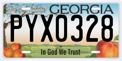 GA license plate PYX0328
