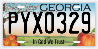 GA license plate PYX0329