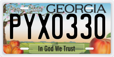 GA license plate PYX0330
