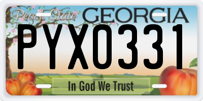 GA license plate PYX0331