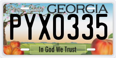 GA license plate PYX0335