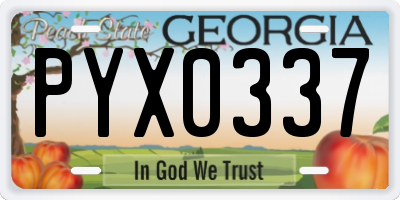 GA license plate PYX0337