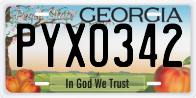 GA license plate PYX0342