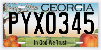 GA license plate PYX0345